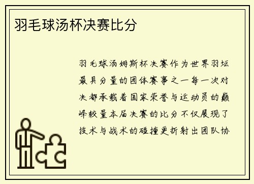 羽毛球汤杯决赛比分